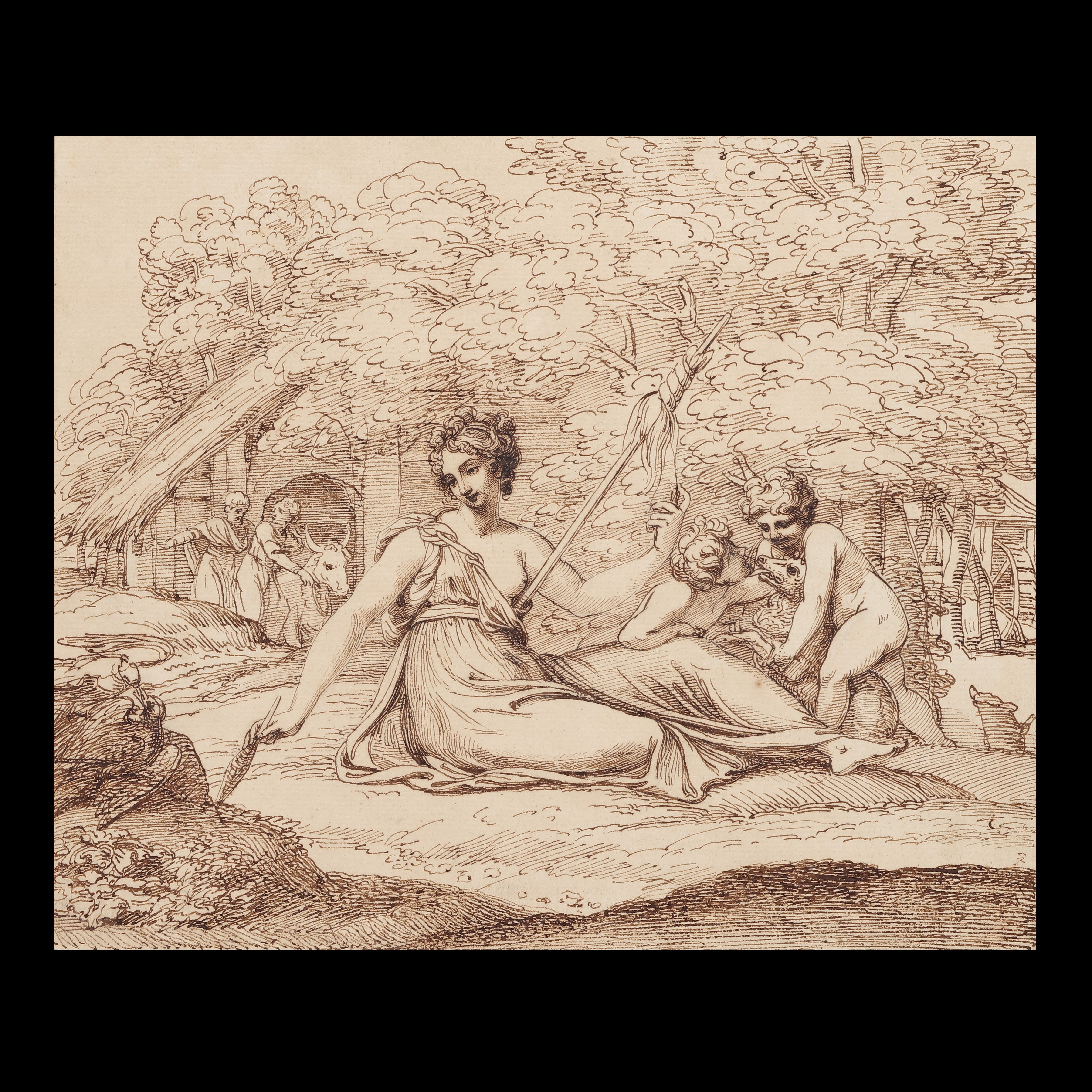 Adam and Eve with the infants Cain and Abel in a landscape